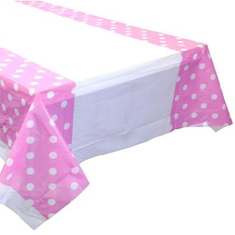 Hire Pink polka dot tablecloth for 1800mm Table