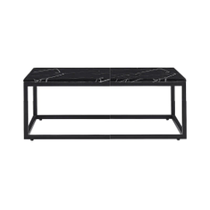 Hire Rectangular Black Coffee Table w/ Black Marble Top Hire
