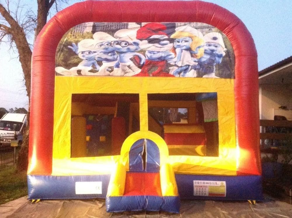 Hire SMURFS JUMPING CASTLE WITH SLIDE, hire Jumping Castles, near Doonside