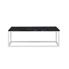 Hire Rectangular White Coffee Table w/ Black Top Hire