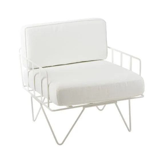 Hire Wire Arm Chair Hire w/ White Velvet Cushions, hire Chairs, near Blacktown