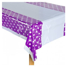 Hire Purple polka dot tablecloth for 1800mm table