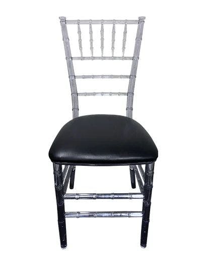 Hire Clear Tiffany Chair with Black Cushion Hire, hire Chairs, near Wetherill Park