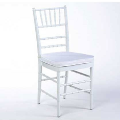 Hire White Tiffany Chairs with White Cushion, in Chullora, NSW
