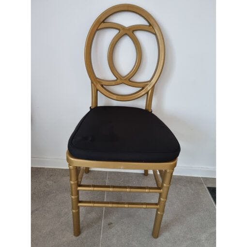 Hire Gold Chanel Chair with Black Cushion, in Ultimo, NSW