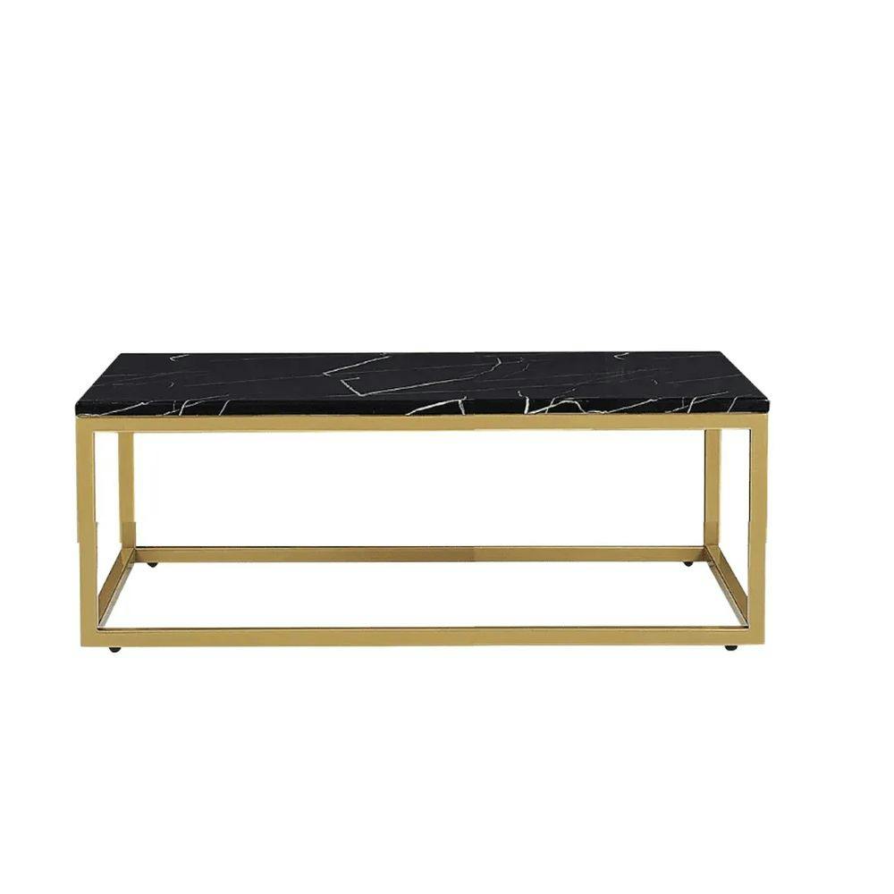 Hire Rectangular Gold Coffee Table w/ Black Top Hire, hire Tables, near Blacktown