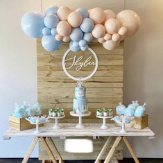 Hire Wooden backdrop with table, in Seven Hills, NSW