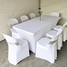 Hire 6ft Rectangular Trestle Table Cover Spandex Lycra Stretch Fitted, in Ingleburn, NSW