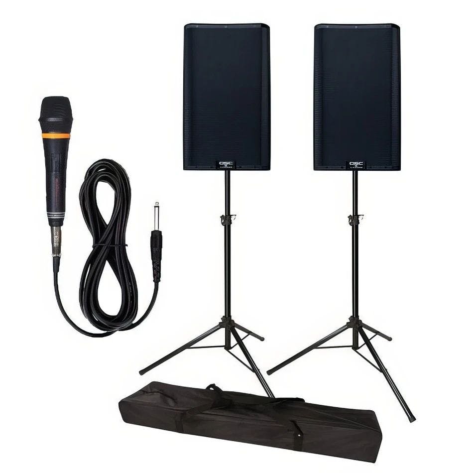 Hire PA System w/ Corded Mic & Speaker Stands, hire Speakers, near Auburn