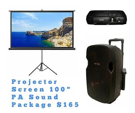 Hire Package Deal Projector Screen 100" PA Sound System, in Ingleburn, NSW