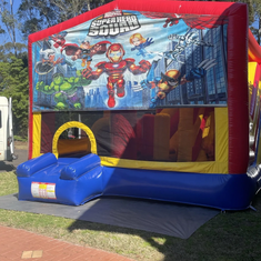 Hire SUPER HEROES JUMPING CASTLE WITH SLIDE, in Doonside, NSW