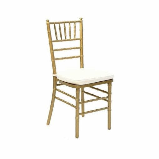 Hire Gold Tiffany Chairs with White Cushion, in Chullora, NSW