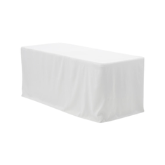 Hire WHITE FITTED TRESTLE TABLECLOTH