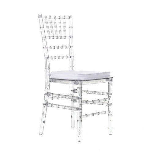 Hire Clear Tiffany Chairs with White Cushion, in Chullora, NSW