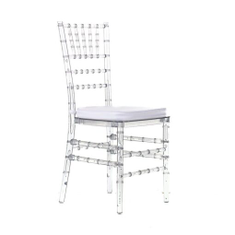 Hire Clear Tiffany Chairs with White Cushion