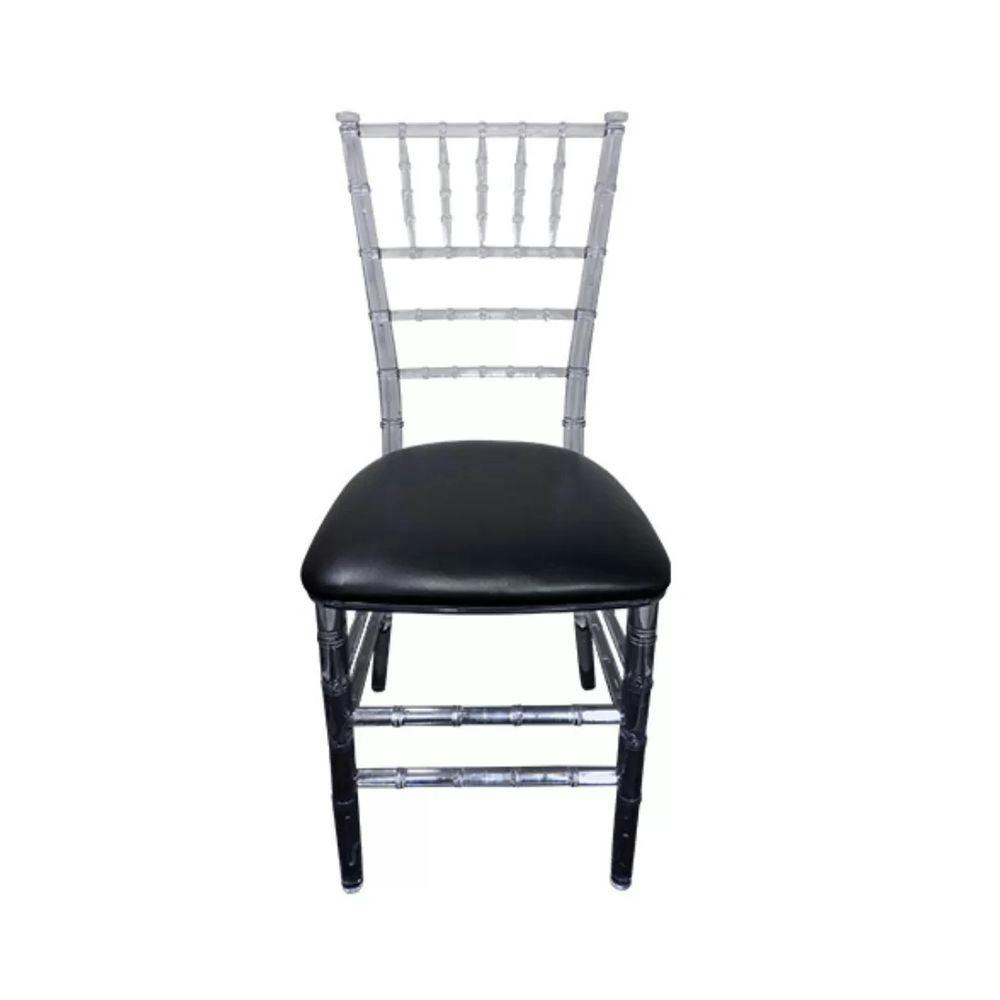 Hire Clear Tiffany Chair Hire w/ Black Cushion, hire Chairs, near Chullora