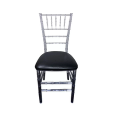 Hire Clear Tiffany Chair Hire w/ Black Cushion, in Chullora, NSW