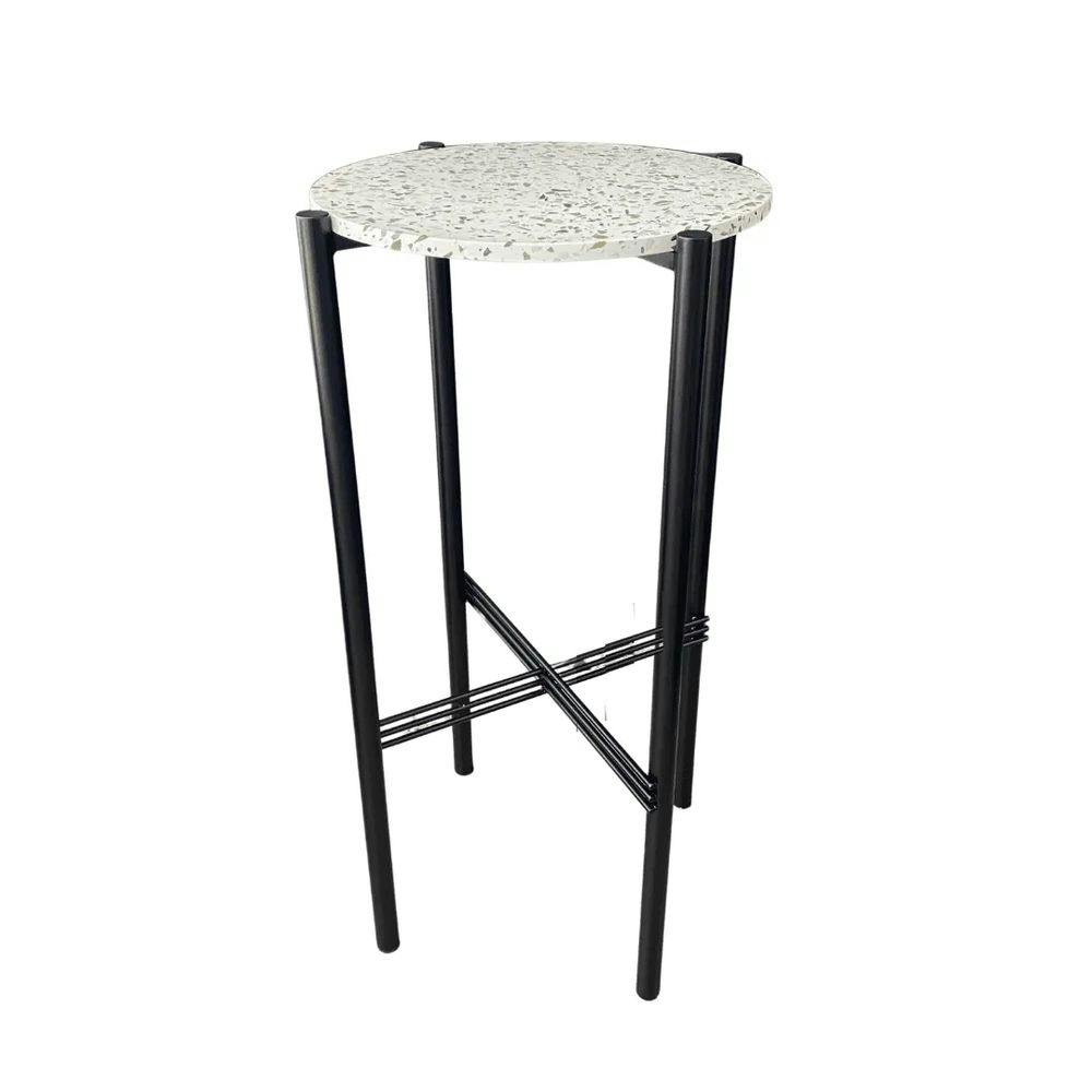 Hire Black Cross Cocktail Table Hire w/ Green Terrazzo Top, hire Tables, near Blacktown
