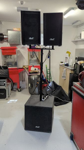 Hire AVE speakers X 2 + 15inch subwoofer package, in Kingsford, NSW
