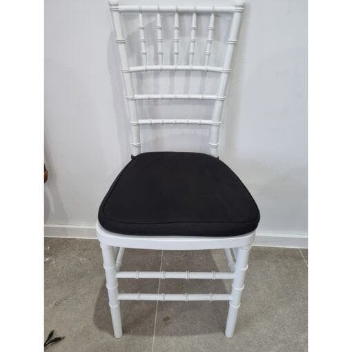 Hire White Tiffany Chairs with Black Cushion, in Ultimo, NSW