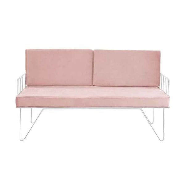 Hire Wire Sofa Lounge Hire w/ Pink Velvet Cushions, in Auburn, NSW