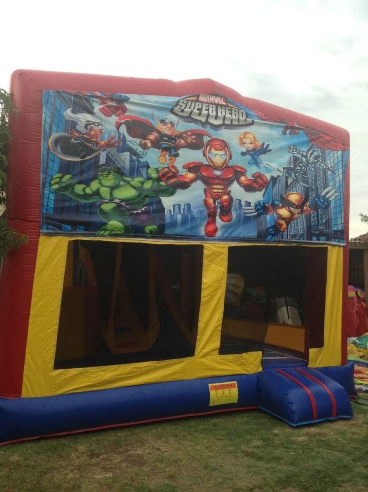 Hire SUPER HEROES JUMPING CASTLE WITH SLIDE, hire Jumping Castles, near Doonside