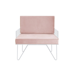 Hire Wire Arm Chair Hire w/ Pink Velvet Cushions