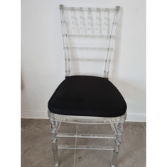 Hire Clear Tiffany Chairs with Black Cushion, in Chullora, NSW